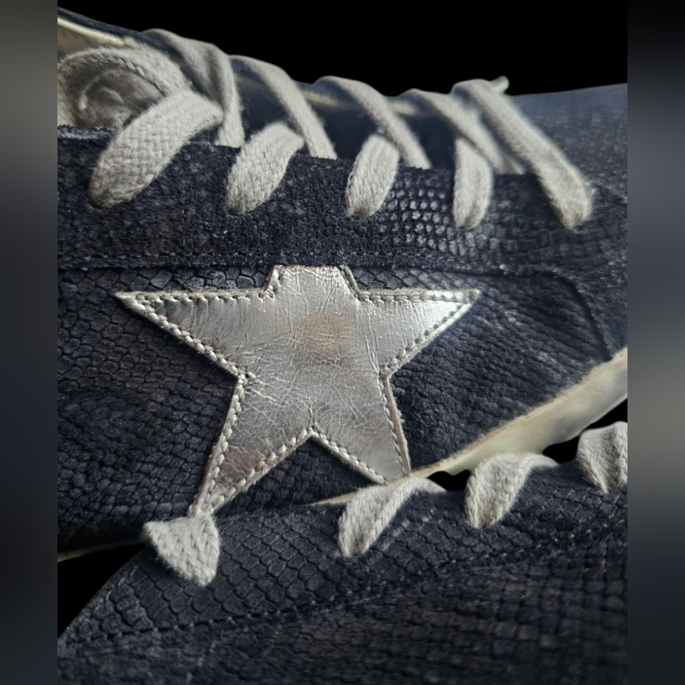 AUTHENTIC Golden Goose Black and Silver Women's Star Sneakers Size 10 EUC - Picture 16 of 16